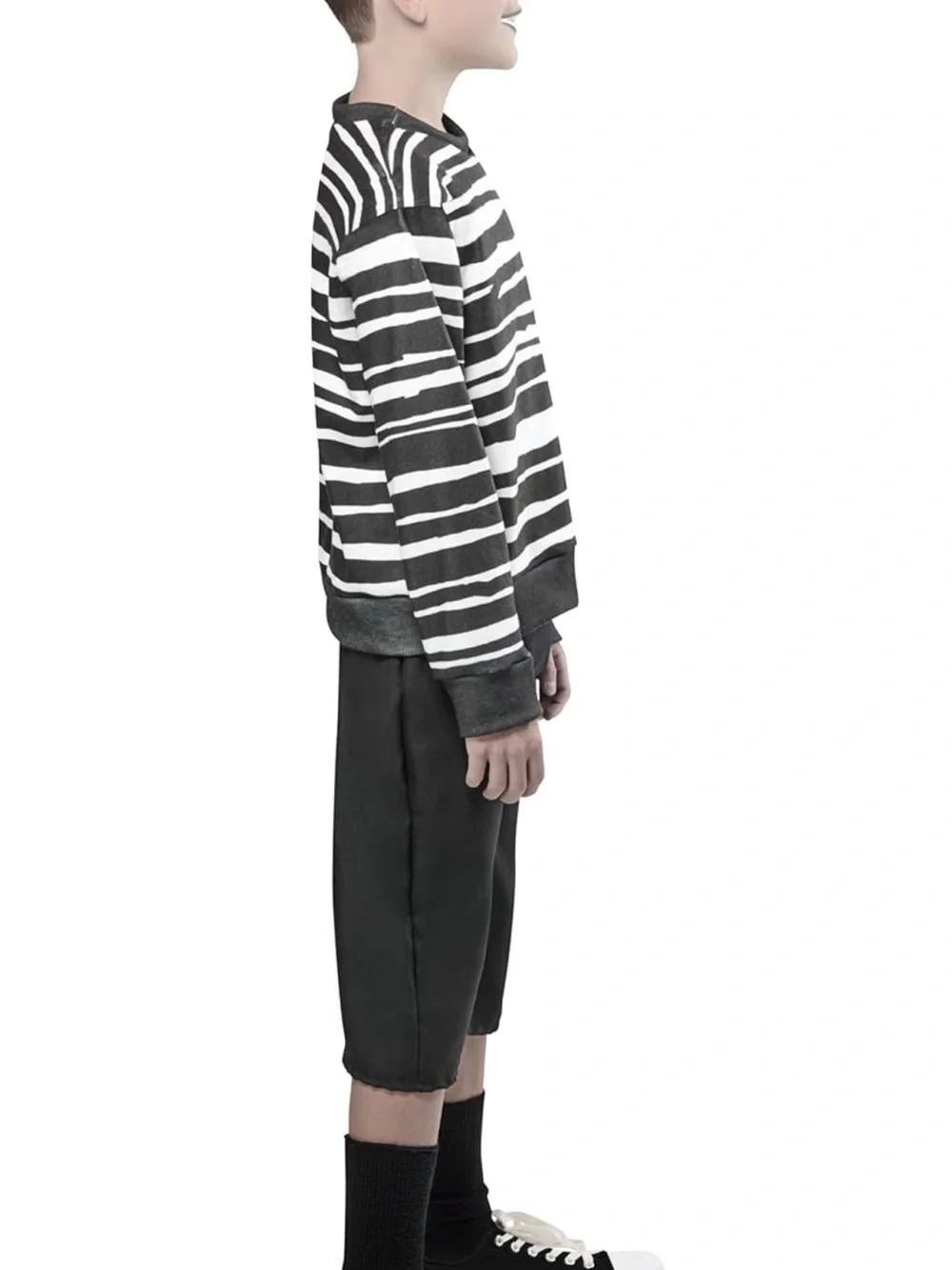Rubie's Wednesday Pugsley Addams Black & White Striped Top with Black Pants - Picture 4 of 9
